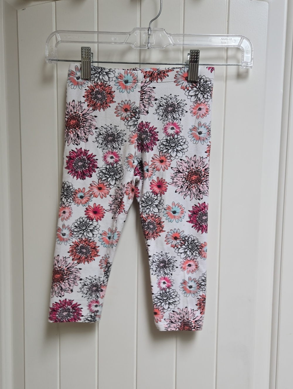 Faded Glory Girls' Pink Floral Stretch Leggings Capri 6-6x Cotton Blend